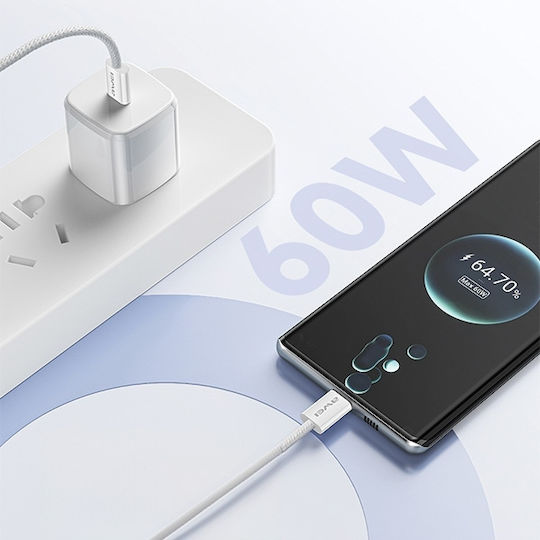 Awei CL-219T USB 2.0 Cable USB-C male - USB-C 60W Μαύρο 1m