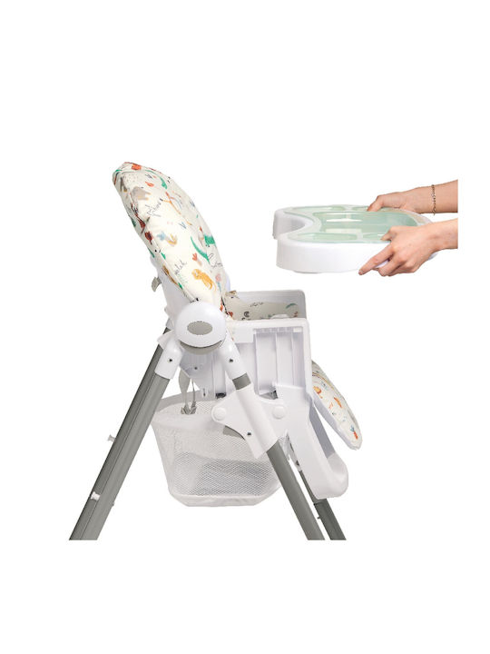 Mamas & Papas Snax Jungle Alphabet Αναδιπλούμενο Καρεκλάκι Φαγητού Λευκό