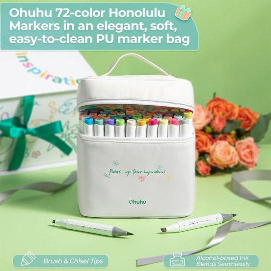 Ohuhu Honolulu Gift Set Drawing Markers Neon Set 72 Colours