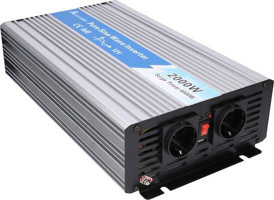 Extralink Car Inverter Pure Sinewave 2000W to Converter 12V DC in 230V AC with 1xUSB