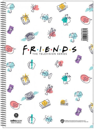 Salko Paper Spiral Notebook Ruled A4 120 Sheets 4 Subjects 1pcs (Μiscellaneous Designs)
