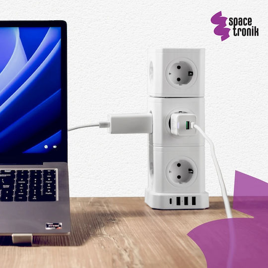 Spacetronik Πολύπριζο 3 Θέσεων με 3 USB-A και 1 USB-C