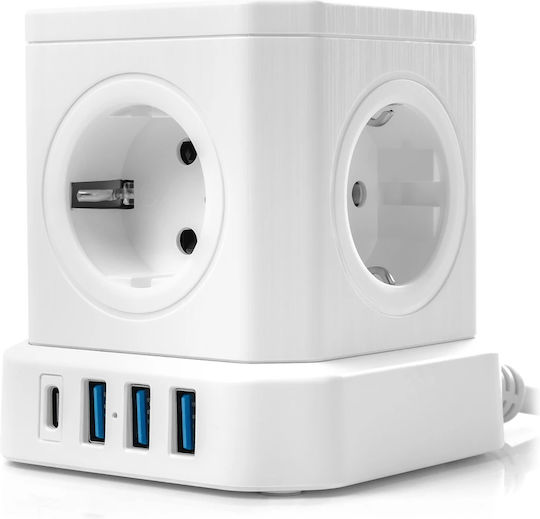 Spacetronik Πολύπριζο 3 Θέσεων με 3 USB-A και 1 USB-C