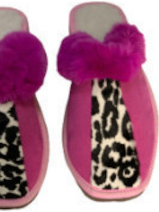 Winter Women's Slippers with Fur Fuchsia
