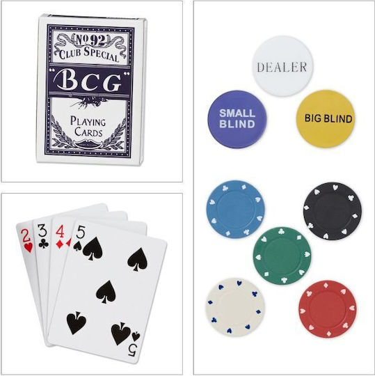 Relaxdays Σετ 200 Μάρκες Poker 20mm / 4gr με 2 Τράπουλες