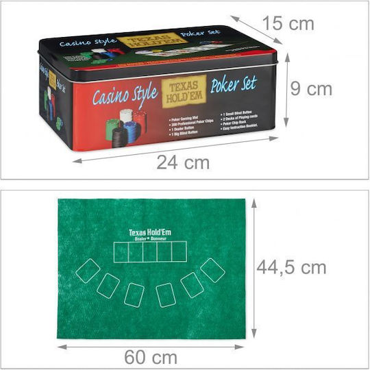 Relaxdays Σετ 200 Μάρκες Poker 20mm / 4gr με 2 Τράπουλες