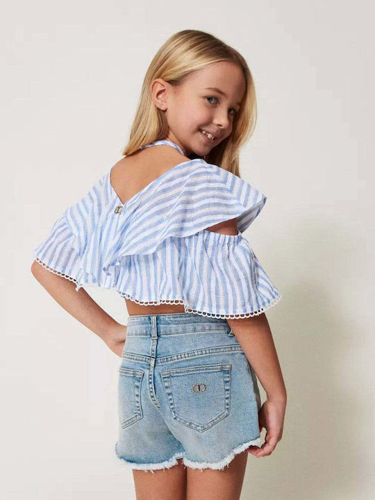 Kids' Crop Top Short Sleeve Light Blue