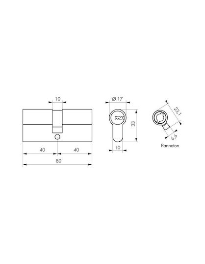 Thirard Lock Cylinder Security 80mm (40-40) with 5 Keys