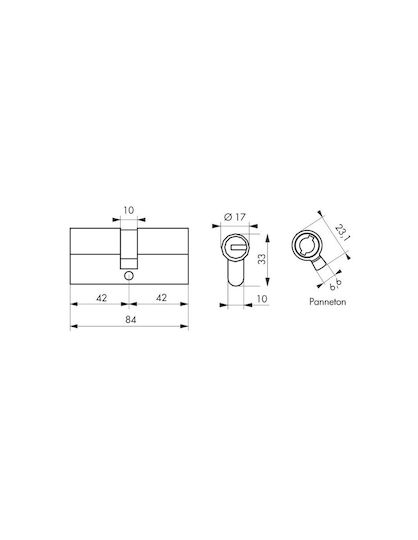 Thirard Lock Cylinder Security 80mm (40-40) with 5 Keys