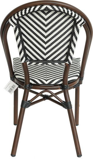 Outdoor-Sessel Bamboo Akira Λευκό/μαύρο/καφέ 48x56x86εκ.