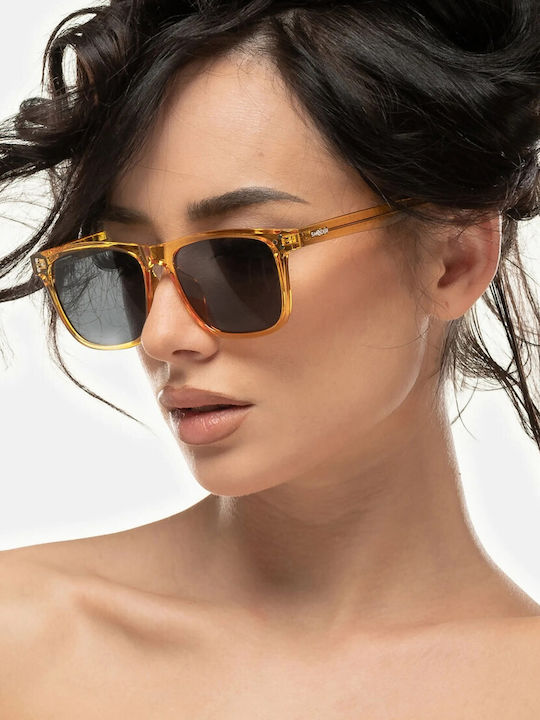 Smooder Unisex Sonnenbrille mit Rose Gold Kunststoff Gestell und Gray Linse AMS03