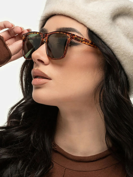 Smooder Unisex Sonnenbrille mit Braun Schildkröte Kunststoff Gestell AMS07
