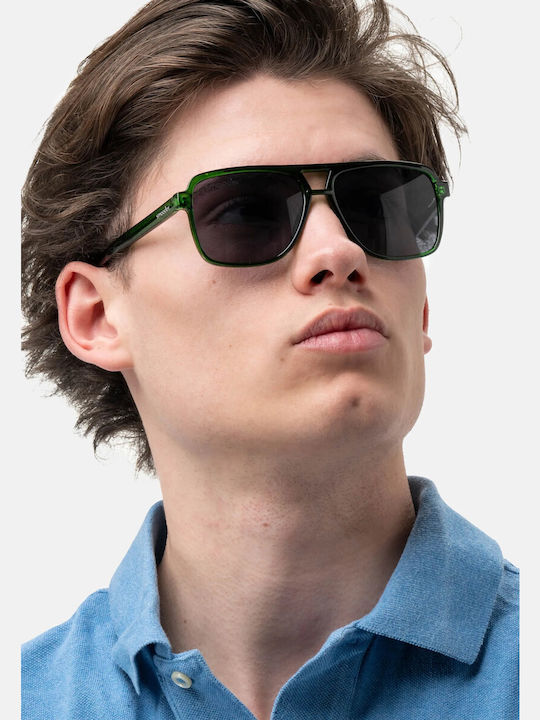 Smooder Unisex Sonnenbrille mit Grün Kunststoff Gestell und Grün Linse X041