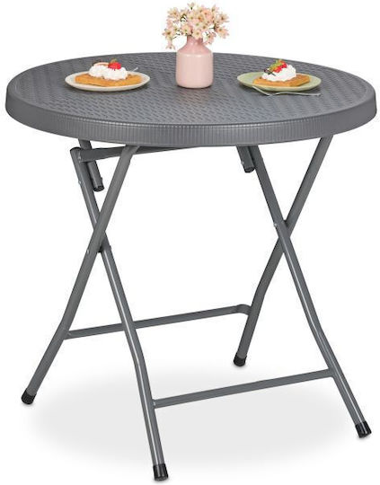 Masa pentru spații exterioare mici Pliabil Rattan cu schelet metalic Gri 80x80cm