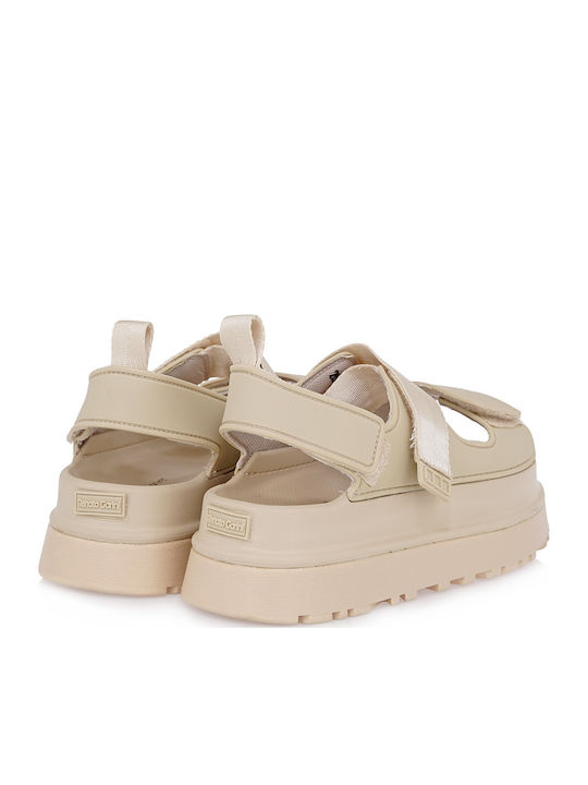 Women's Flat Sandals Flatforms in Beige Color
