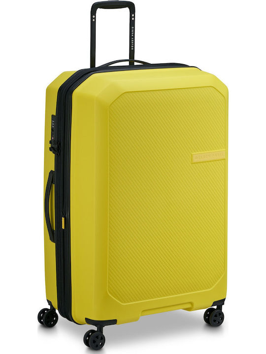 Delsey Anvers Large Hard Bright Yellow Suitcase With 4 Wheels Height 75.5cm