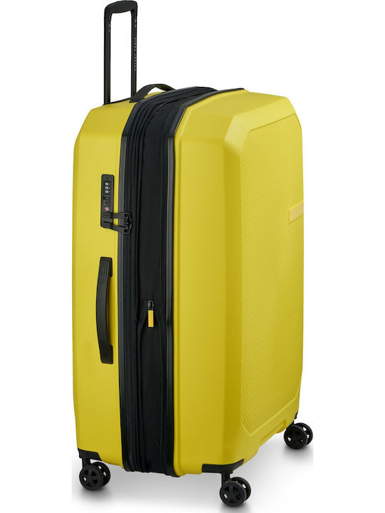 Delsey Anvers Large Hard Bright Yellow Suitcase With 4 Wheels Height 75.5cm