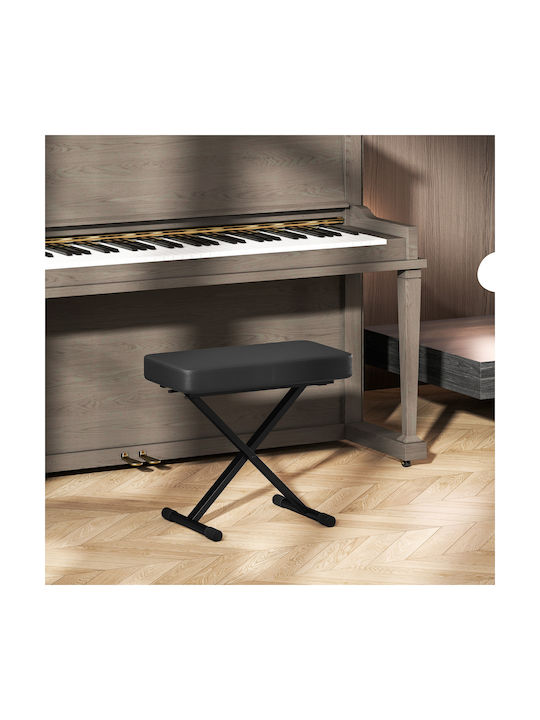 Stool For Living Room Collapsible with Adjustable Height Black 60x32x53-63cm