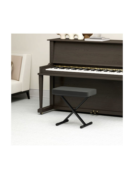 Stool For Living Room Collapsible with Adjustable Height Black 60x32x53-63cm