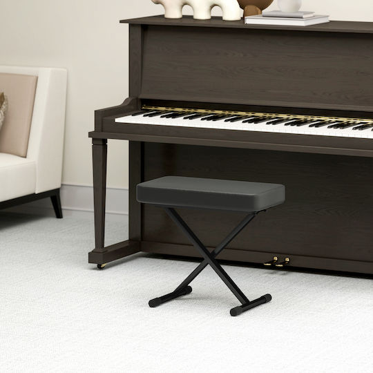Stool For Living Room Collapsible with Adjustable Height Black 60x32x53-63cm