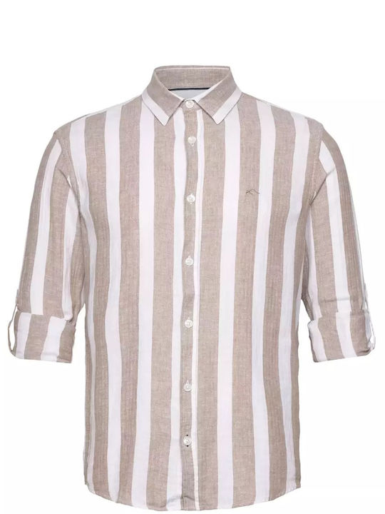 Long-sleeved Shirt Striped Beige/white