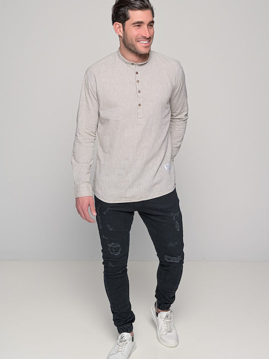 Komo Long-sleeved Linen Shirt Khaki