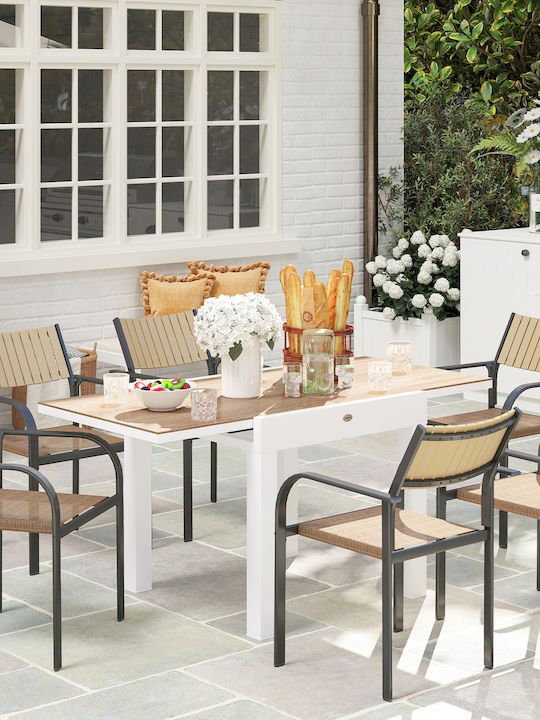 Tisch Ausziehbar White 160x80x75cm