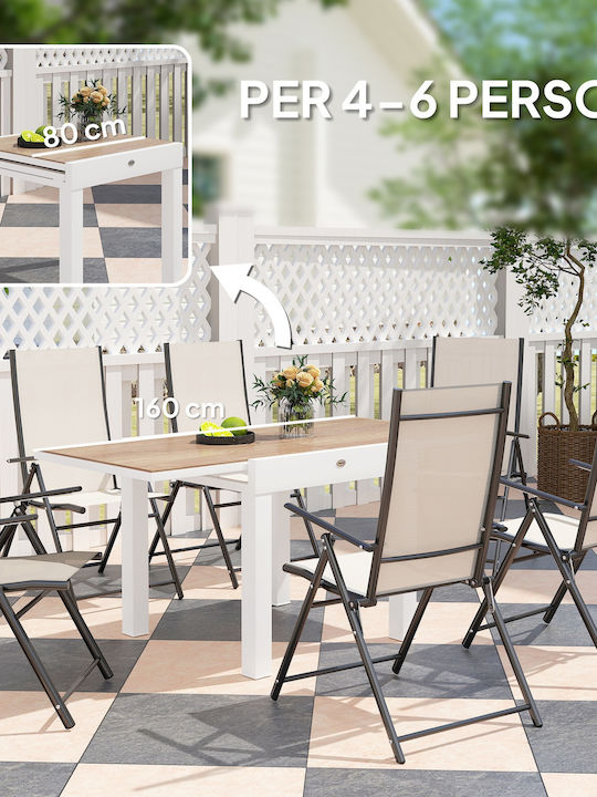 Tisch Ausziehbar White 160x80x75cm