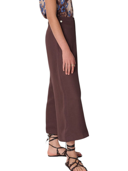 Women's Fabric Trousers Straight Line Chocolate