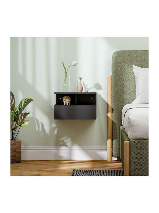 Κομοδίνο Ξύλινο Μαύρο 35x32x22.5cm