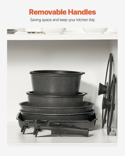 Vevor Cookware Set Made of Black Aluminum with Stone Coating 6 Pieces