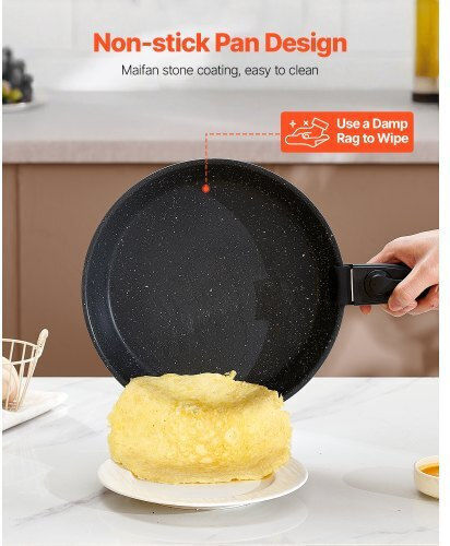 Vevor Cookware Set Made of Black Aluminum with Stone Coating 6 Pieces