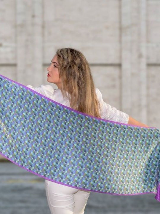 Kalfas Luxury Silk Γυναικείο Μεταξωτό Φουλάρι Μπλε