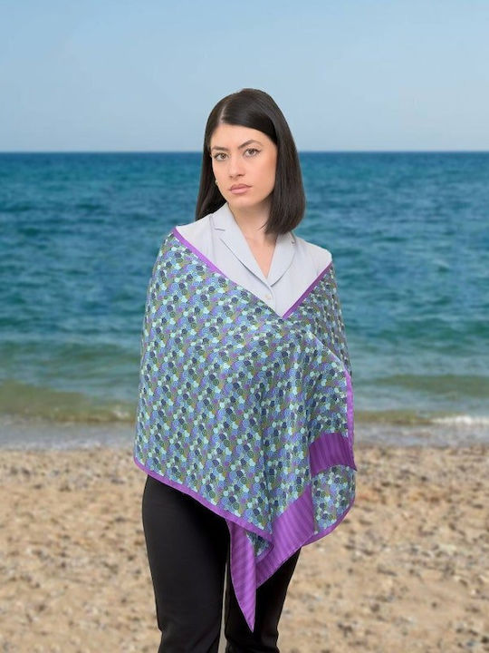 Kalfas Luxury Silk Γυναικείο Μεταξωτό Φουλάρι Μπλε