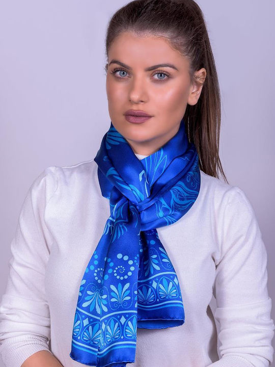 Kalfas Luxury Silk Γυναικείο Μεταξωτό Φουλάρι Μπλε