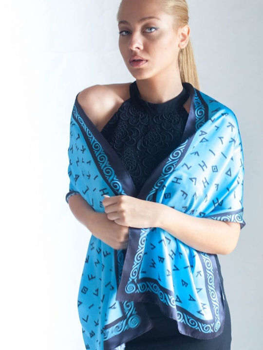 Kalfas Luxury Silk Women's Silk Scarf Blue