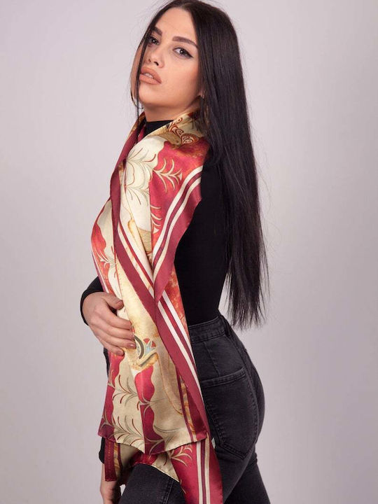 Kalfas Luxury Silk Women's Silk Scarf Red
