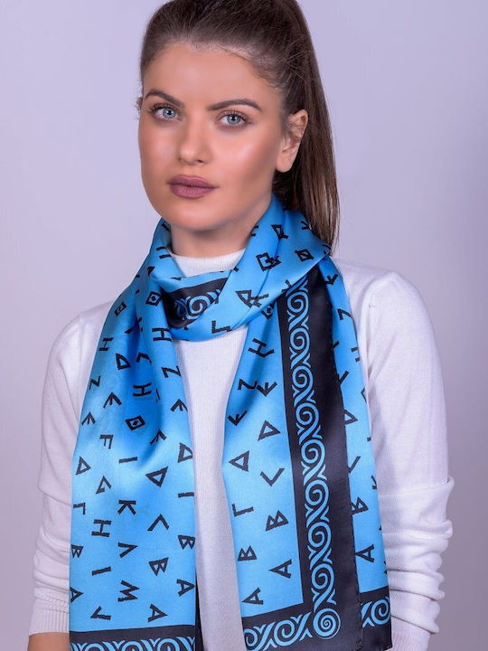 Kalfas Luxury Silk Women's Silk Scarf Blue