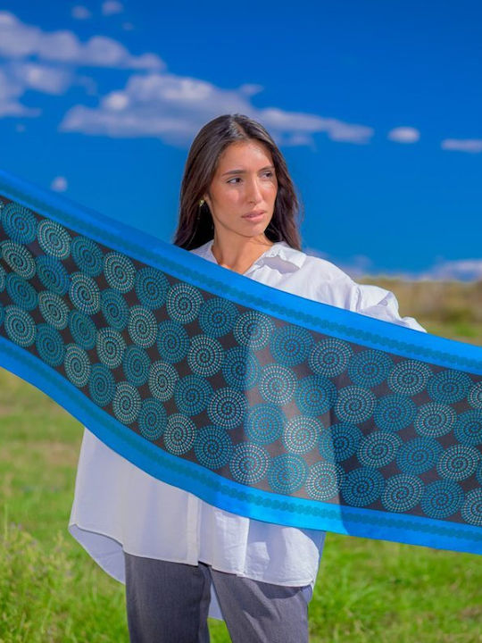 Kalfas Luxury Silk Γυναικείο Μεταξωτό Φουλάρι Μπλε Kalfas Luxury Silk Γυναικείο Μεταξωτό Φουλάρι Μπλε