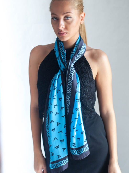 Kalfas Luxury Silk Women's Silk Scarf Blue