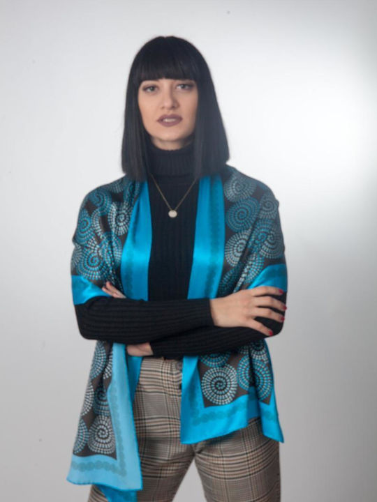 Kalfas Luxury Silk Women's Silk Scarf Blue