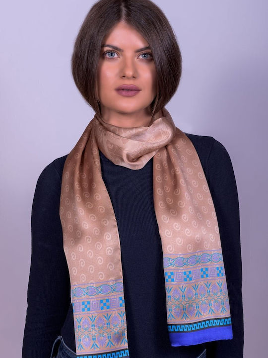 Kalfas Luxury Silk Women's Silk Scarf Beige