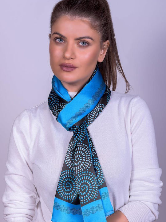 Kalfas Luxury Silk Women's Silk Scarf Blue