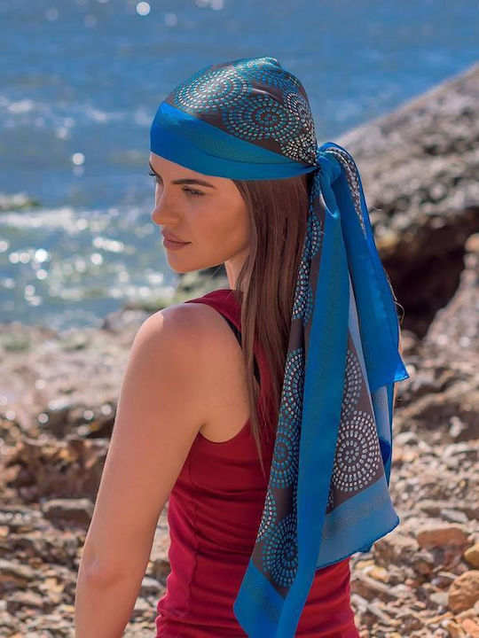 Kalfas Luxury Silk Women's Silk Scarf Blue