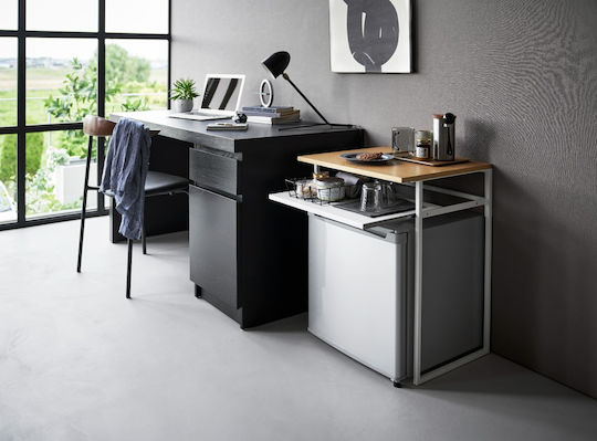 Rectangular Side Table Metal White/natural L53xW45.2xH66cm.