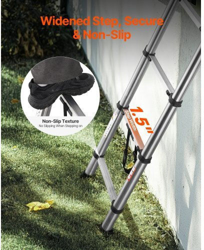 Vevor Telescopic Ladder Steel 9 of Steps with Maximum Height 2.54m