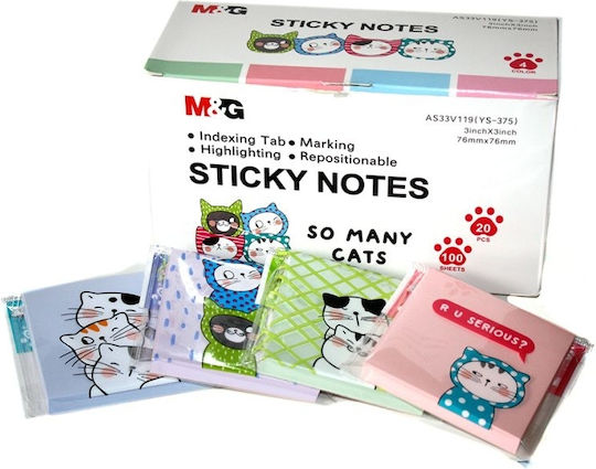 Αυτοκόλλητα Post It Cats 100χαρτάκια/7.6x7.6 M&g