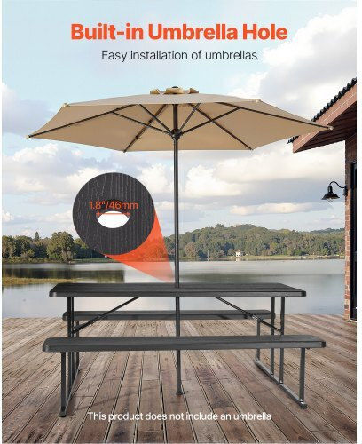 Vevor Steel Folding Picnic Table Bench Gray