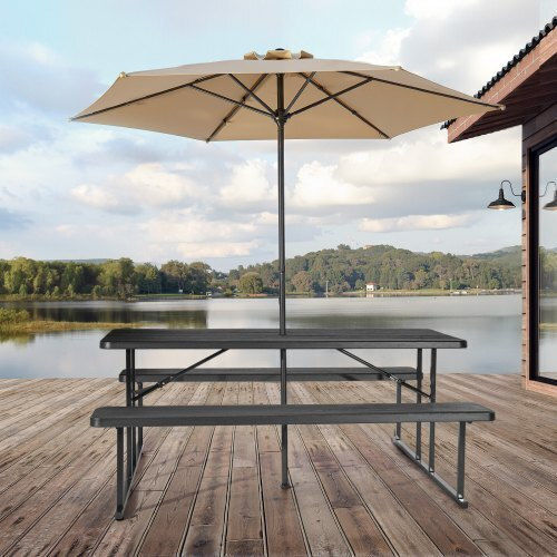 Vevor Steel Folding Picnic Table Bench Gray