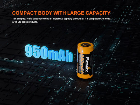 Fenix Επαναφορτιζόμενη Μπαταρία 16340 Li-ion 950mAh 1τμχ
